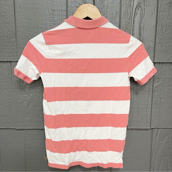 Boy’s Old Navy striped coral and white striped polo shirt - Picture 2 of 5